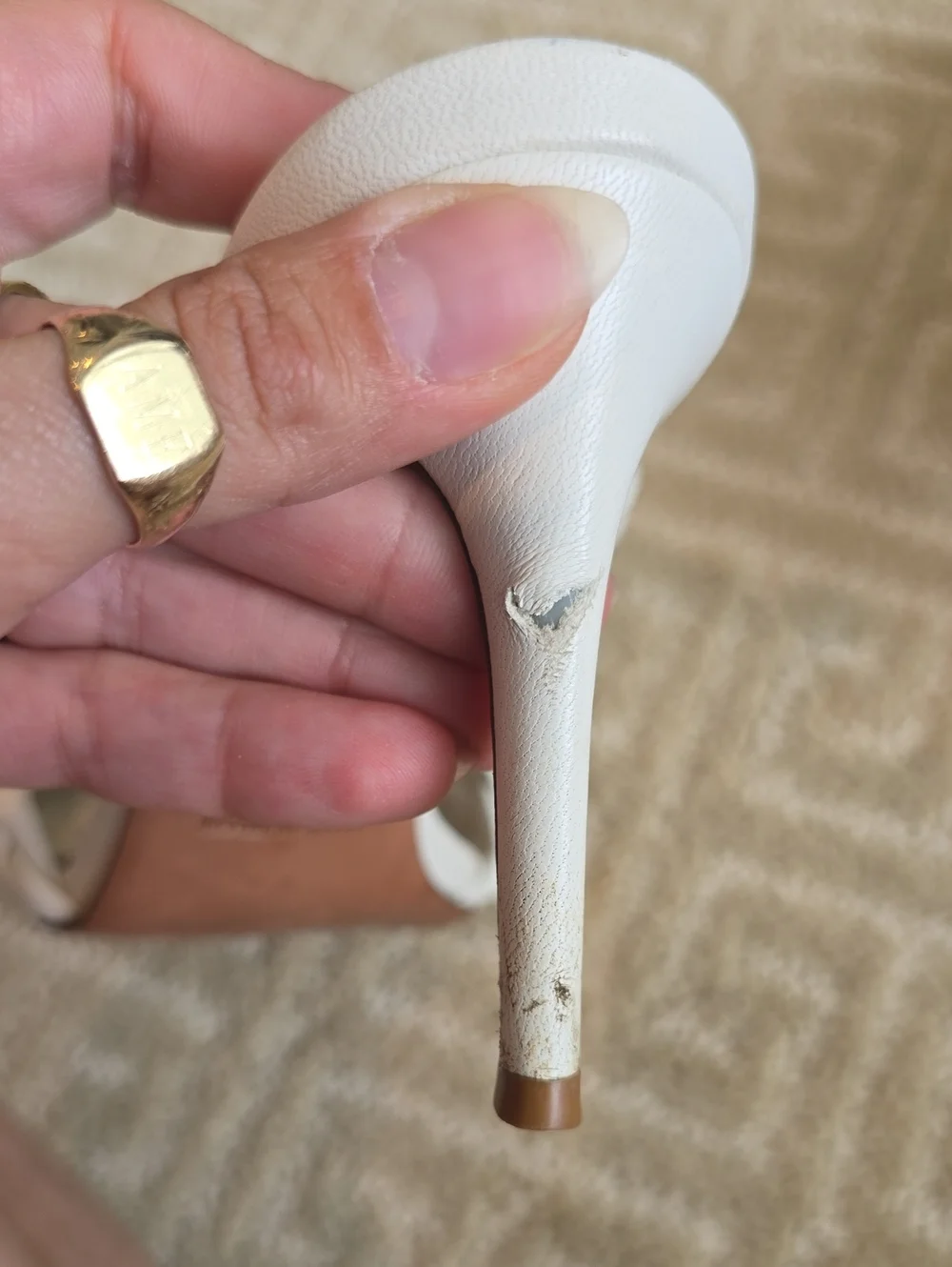BCBGMaxAzria White Braided Double-Strap Slide Heels, Size 7.5